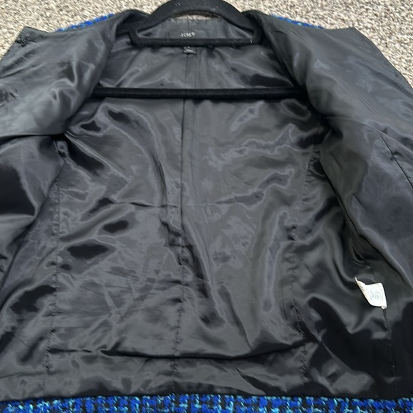 J crew tweeded lady  crop jacket size 2 blue black office career preppy classic - Picture 10 of 11